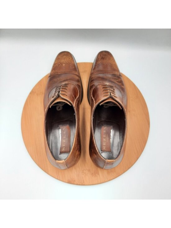 Mezlan Pineda Mens Size 10.5 Shoes Brown Distressed Leather Dress Sneakers Italy